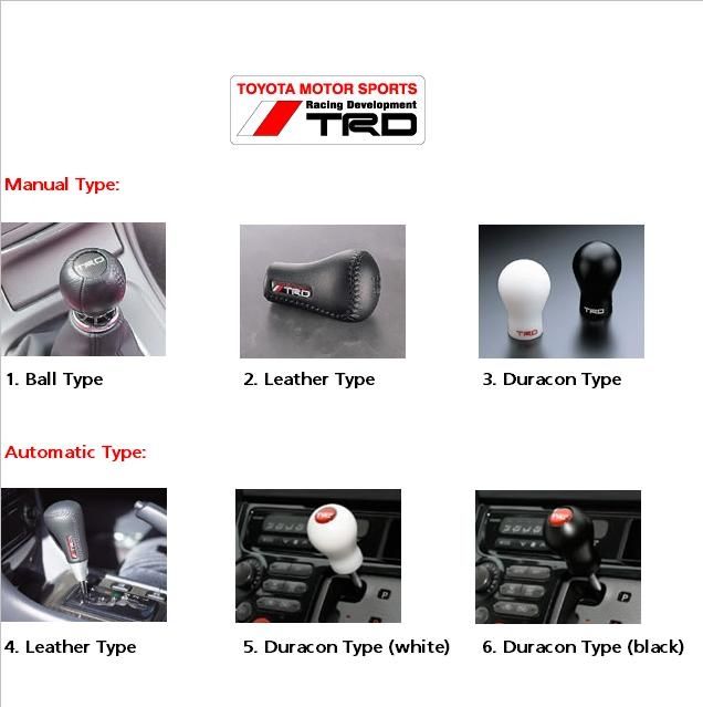 FS COMPLETE Line Up TRD Shift Knobs (7 Kinds & 2 OEM "6 Speed" Knobs